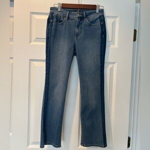 NYDJ Marilyn Straight Leg Jeans in Medium Blue with Stripe